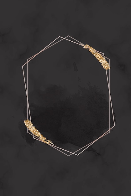 Golden glitter smudge on a hexagon frame vector