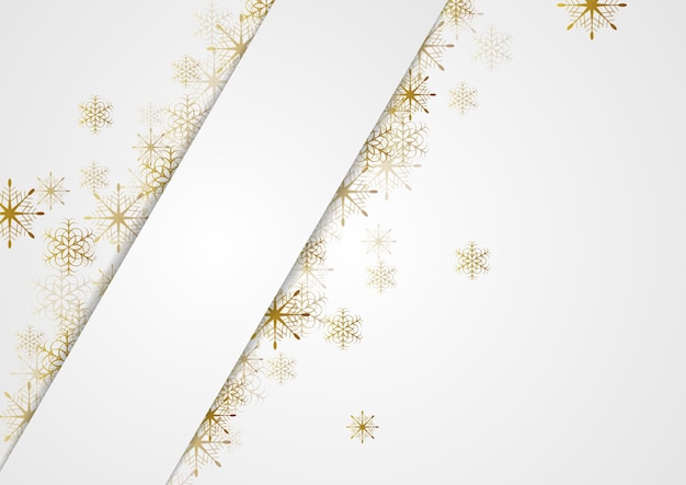 Golden glitter snowflakes Christmas corporate background Vector greeting card design