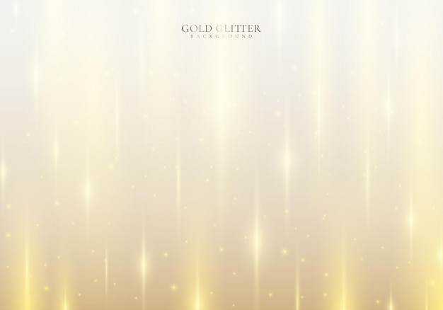 Golden glitter sparkling lights effect on gold background luxury style. Vector graphic illustration