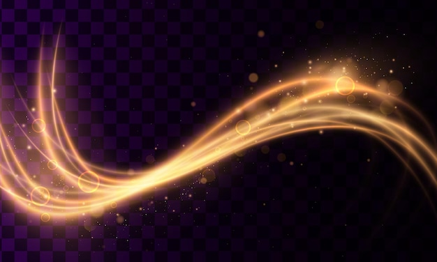 golden, glittering magic wave with gold particles isolated