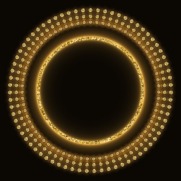 Vector golden glittering round background