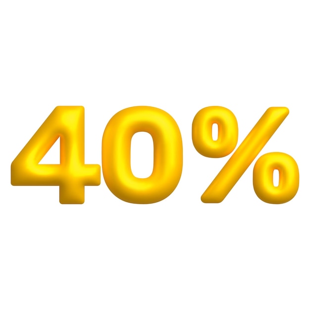 Golden glossy 40 percent discount vector icon. 3d vector realistic design element