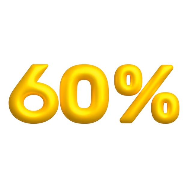 Golden glossy 60 percent discount vector icon. 3d vector realistic design element