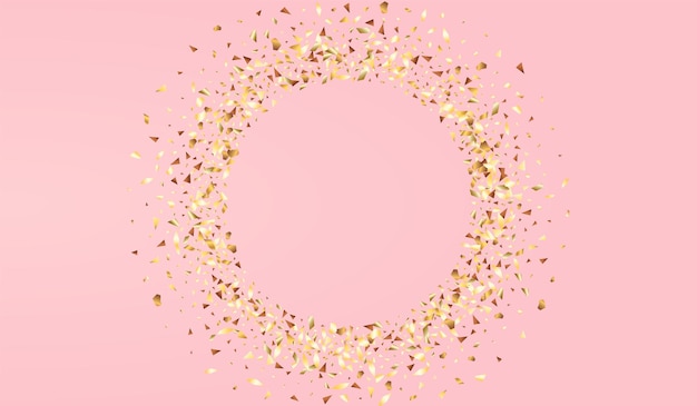 Golden Glow Anniversary Vector Pink Background. Christmas Shine Texture. Yellow Triangle Effect Wallpaper. Dust Golden Backdrop.