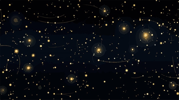 Golden Glowing Zodiac Constellations Seamless Pattern