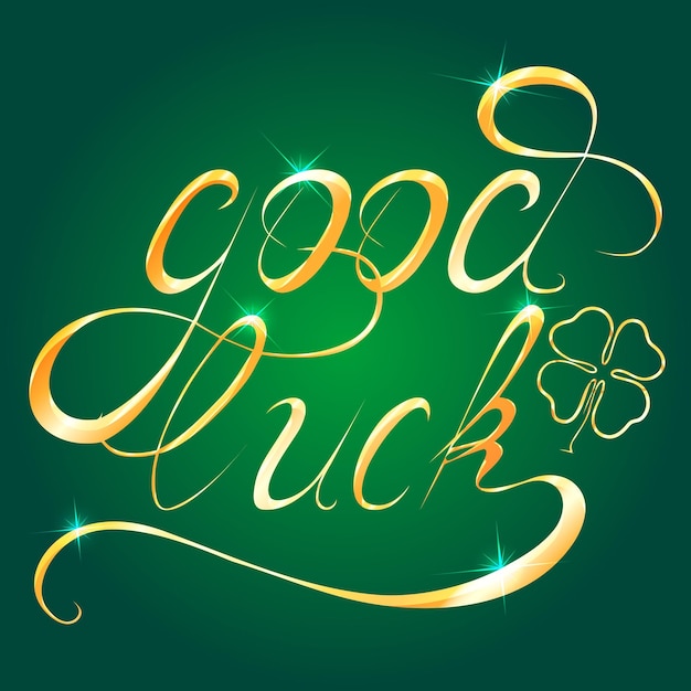 Golden Good Luck written handdrawn calligraphy Vector design element for your creativity