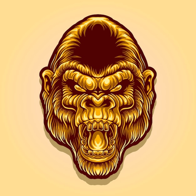 golden gorilla head mascot logo