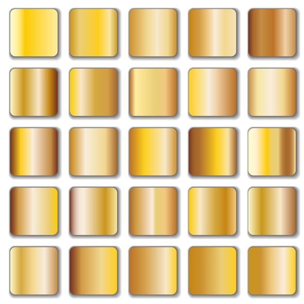 Golden gradient collection isolated on white