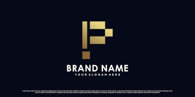 Golden gradient letter p logo design for company or personal with unique concept Premium Vector