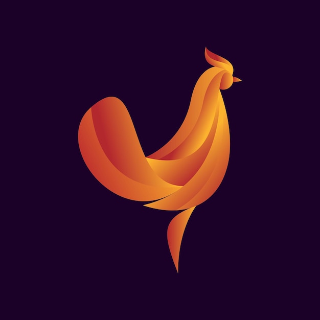 Vector golden gradient style rooster logo