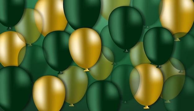 Golden and green balloons background