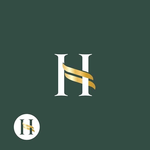 Golden and Greenish elegant H logo, Letter H