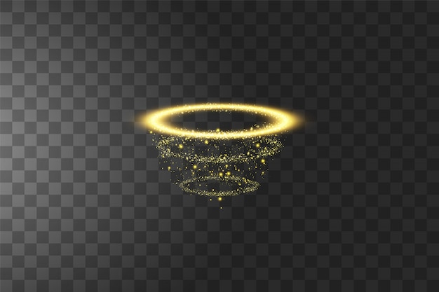 Vector golden halo angel ring. isolated on black transparent