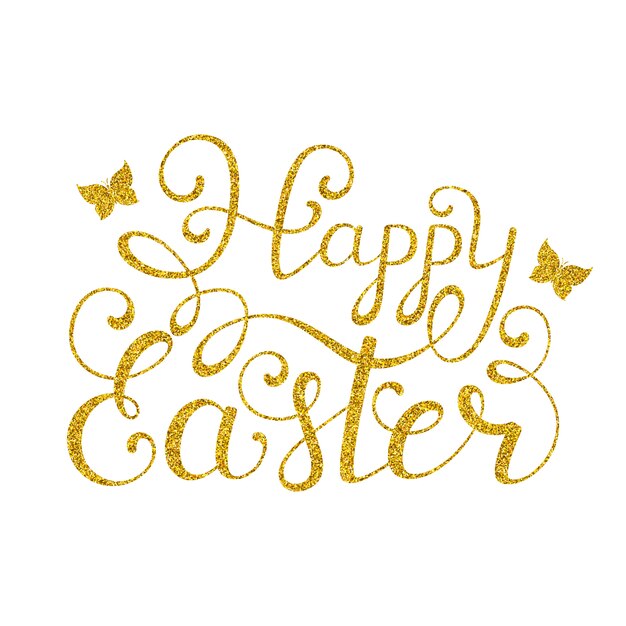 Vector golden happy easter inscription