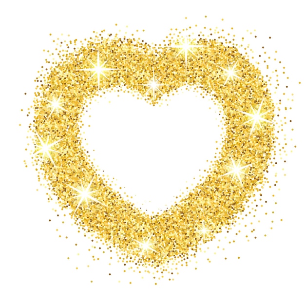 Vector golden heart with glitter gold dust with starkle vector illustration flat design abstract background...