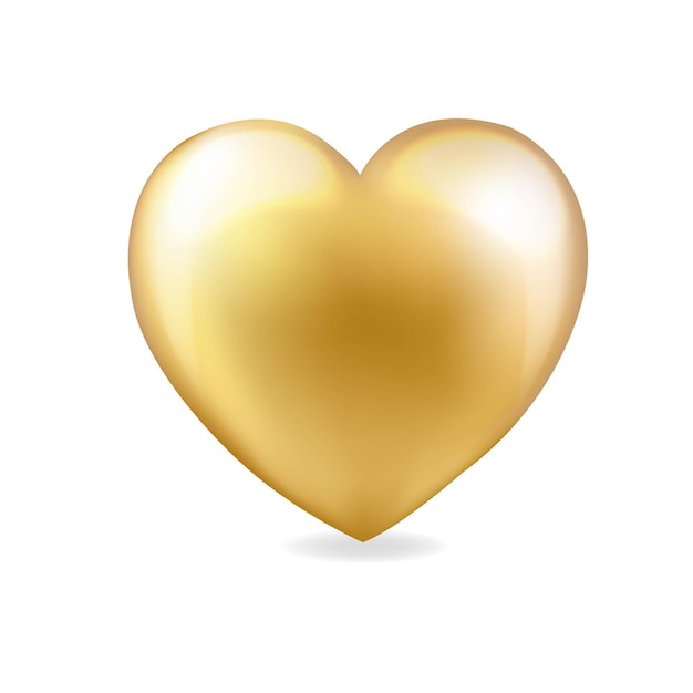 Golden Heart With White Background