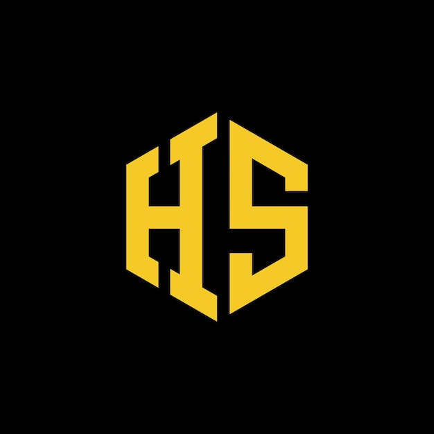 golden hexagon initial letter hs monogram logo design