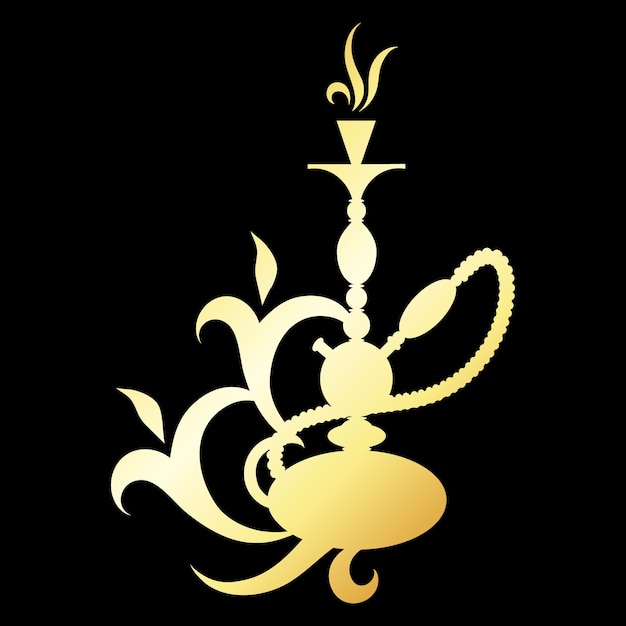 Golden hookah and flower pattern Design for lounge cafe and hookah smoking