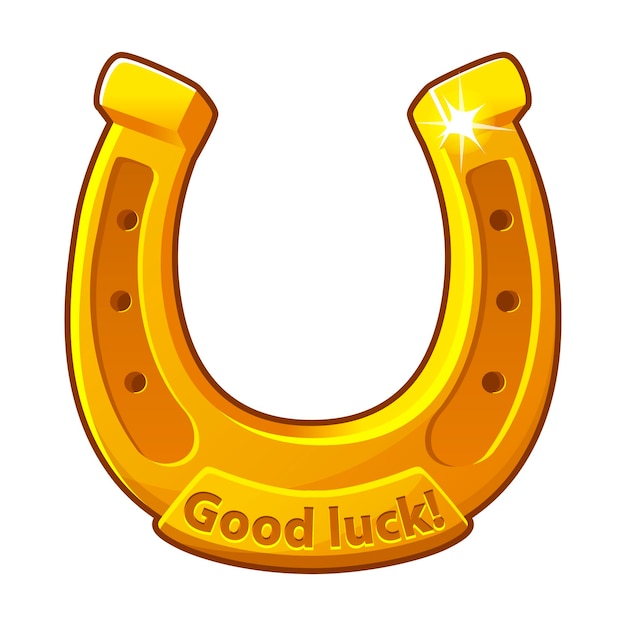 Golden horseshoe lucky St Patricks day symbol Good luck sign