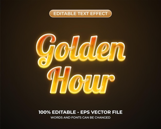 Golden hour gradient text effect Editable 3d fluorescent text effect Luminous graphic styles