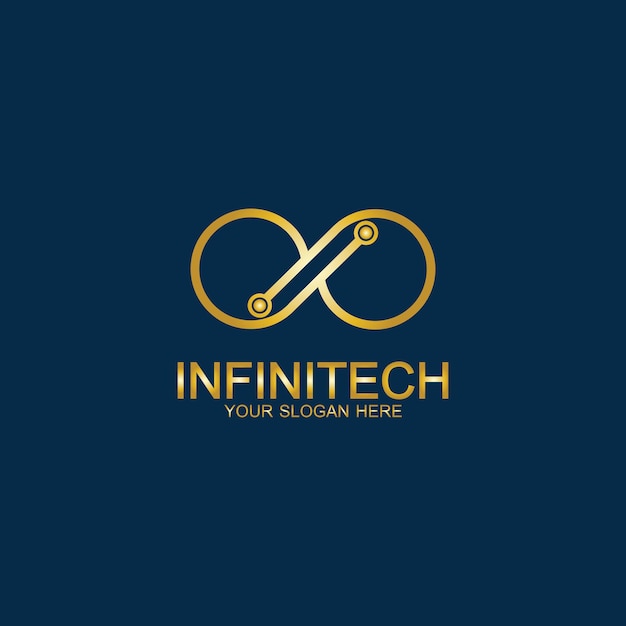 Golden Infinity Technology Logo. Symbol &amp; Icon Vector Template.