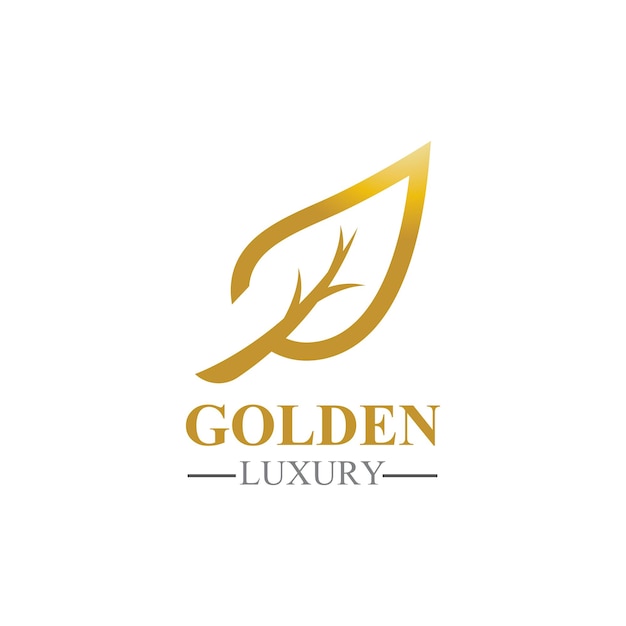 Golden leaf luxury logo icon vector template