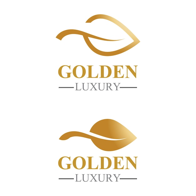 Golden leaf luxury logo icon vector template