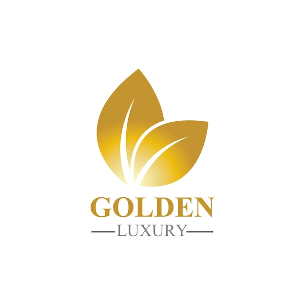 Golden leaf luxury logo icon vector template