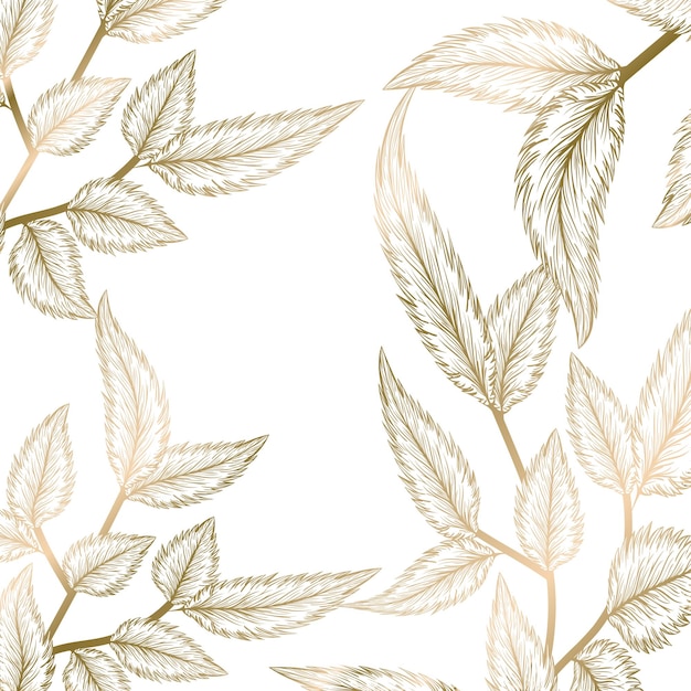 Vector golden leaf pattern background design