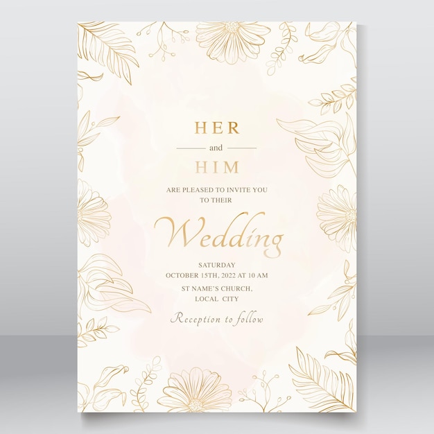 golden leaves invitation card template