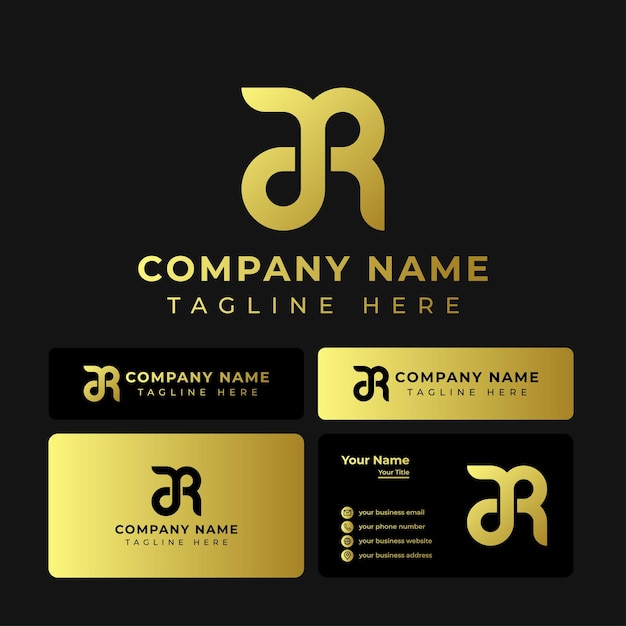 Golden Letter AR Monogram Logo