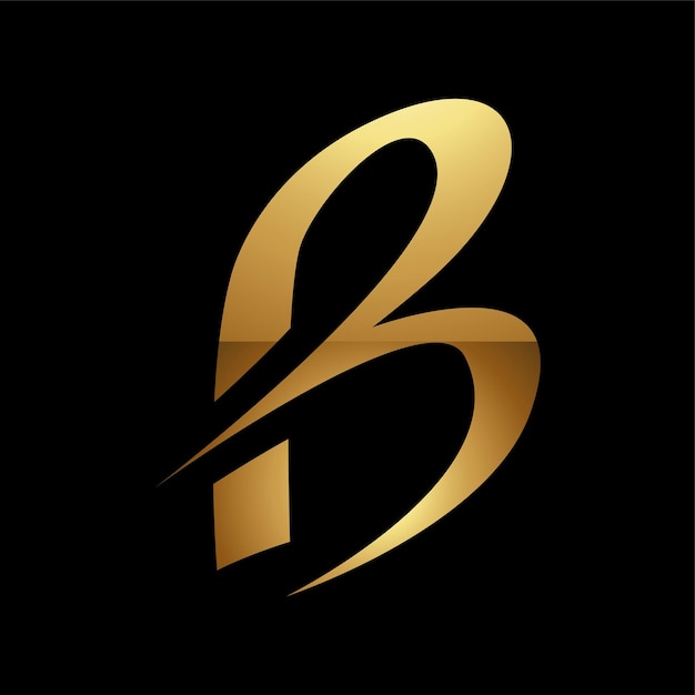 Golden Letter B Symbol on a Black Background Icon 4