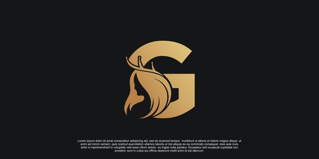 Vector golden letter g with unique feather combination logo design premium vector