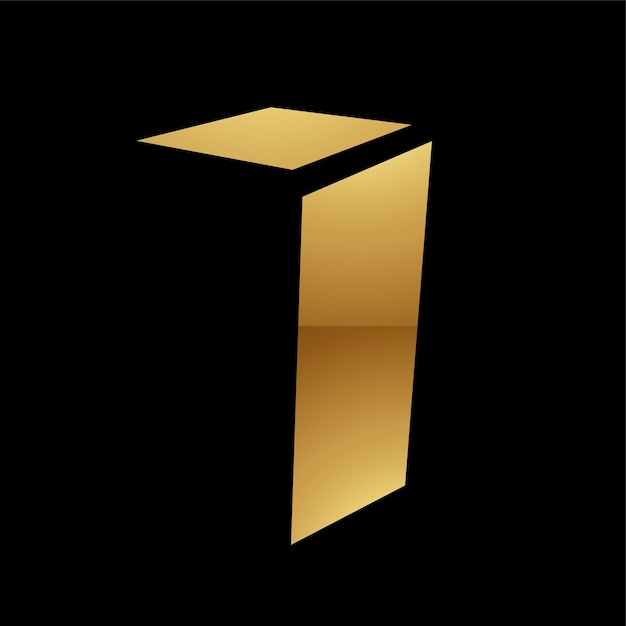 Golden Letter I Symbol on a Black Background Icon 4