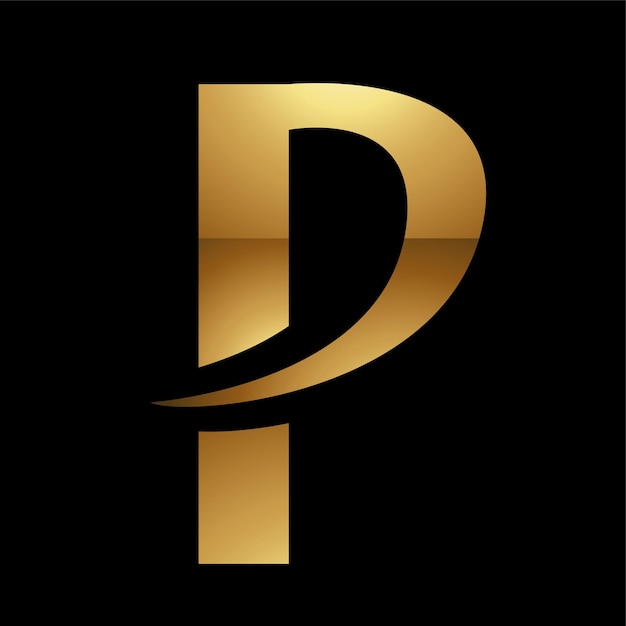 Golden Letter P Symbol on a Black Background Icon 9