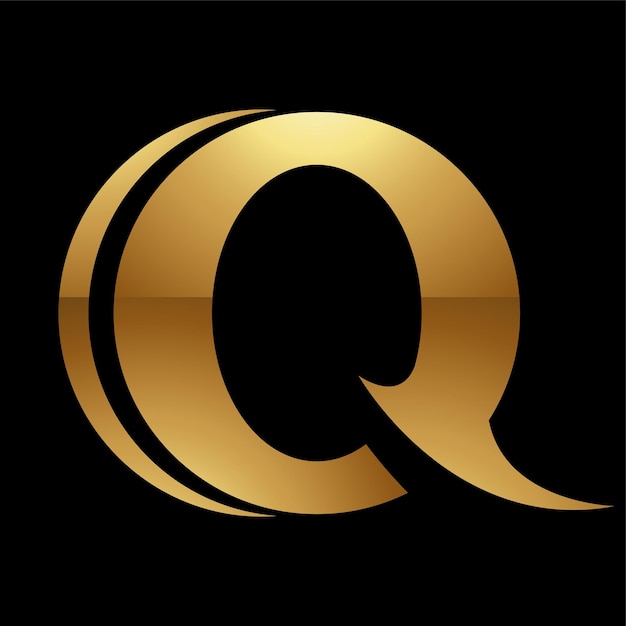 Golden Letter Q Symbol on a Black Background Icon 9