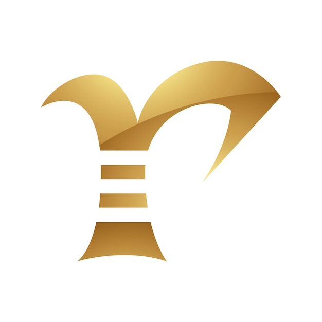 Golden Letter R Symbol on a White Background Icon 1