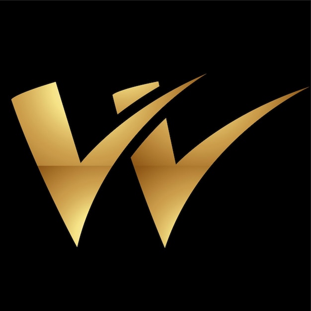 Golden Letter W Symbol on a Black Background Icon 1