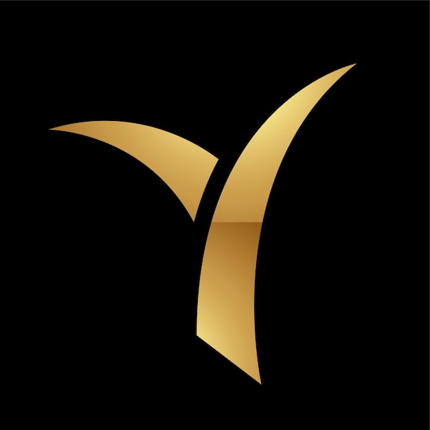 Golden Letter Y Symbol on a Black Background Icon 1