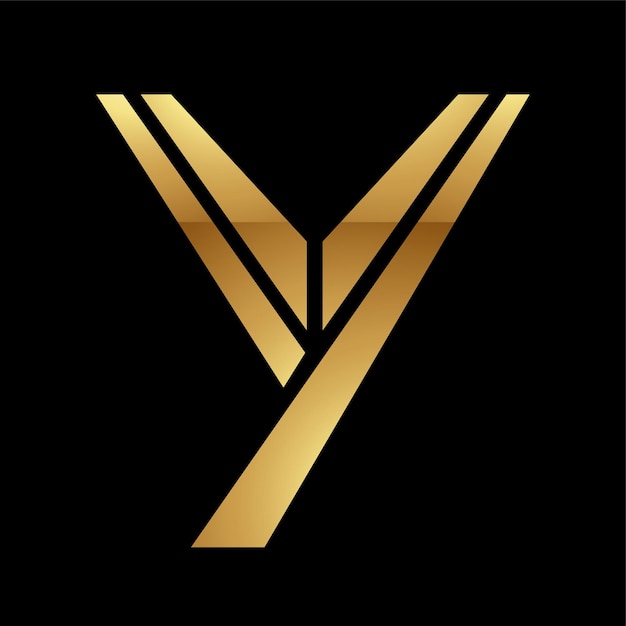 Golden Letter Y Symbol on a Black Background Icon 4