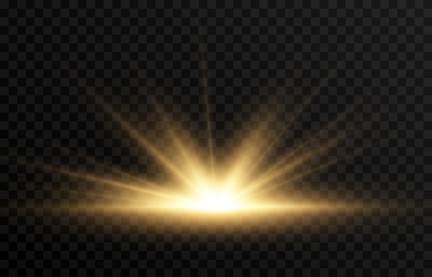 Golden light A flash of light a magical glow Sun sun rays png Light png Vector image