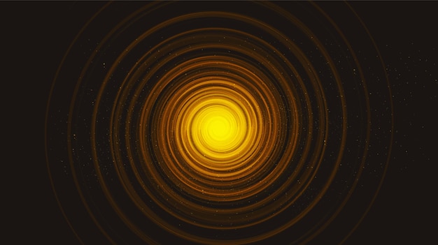 Golden Light Spiral Black Hole on Black Galaxy Background.planet and physics concept design, illustration.