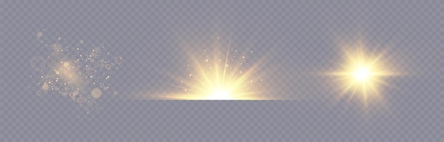 Golden light vectors.Bright gold star.Light flash.Gold glitter