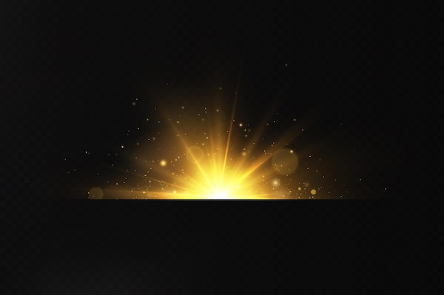 Golden light vectors.Bright gold star.Light flash.Gold glitter