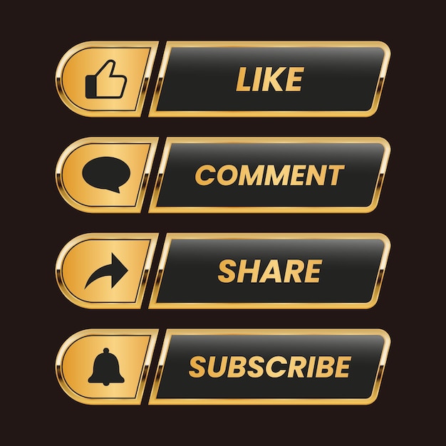 golden like comment share button icon