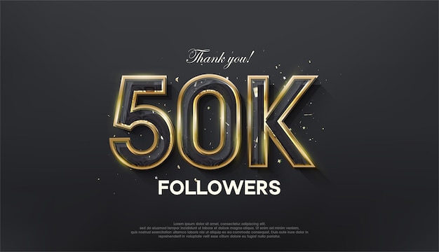 Vector golden line thank you 50k followers with a luxurious and elegant gold color