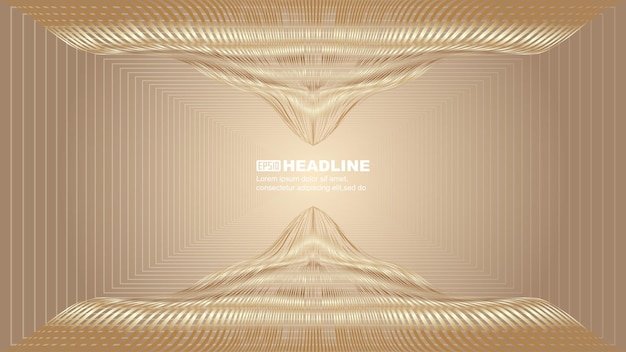 Golden lines wave motion vertical extension technology space sense vector background