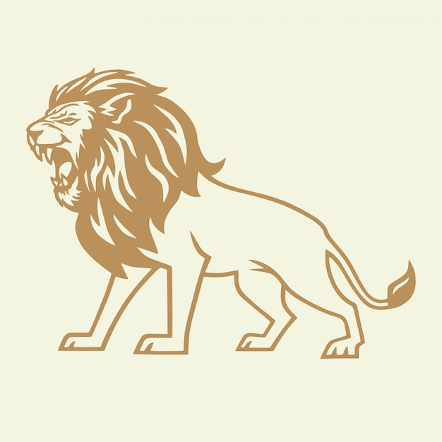 Golden Lion Roar Vector Logo