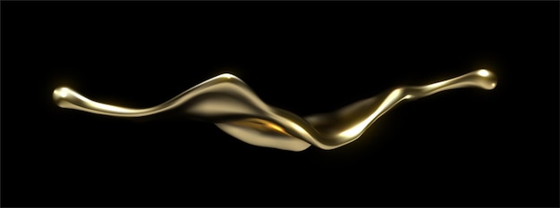 Golden liquid splash isolated