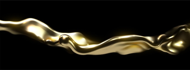 Golden liquid wave isolated